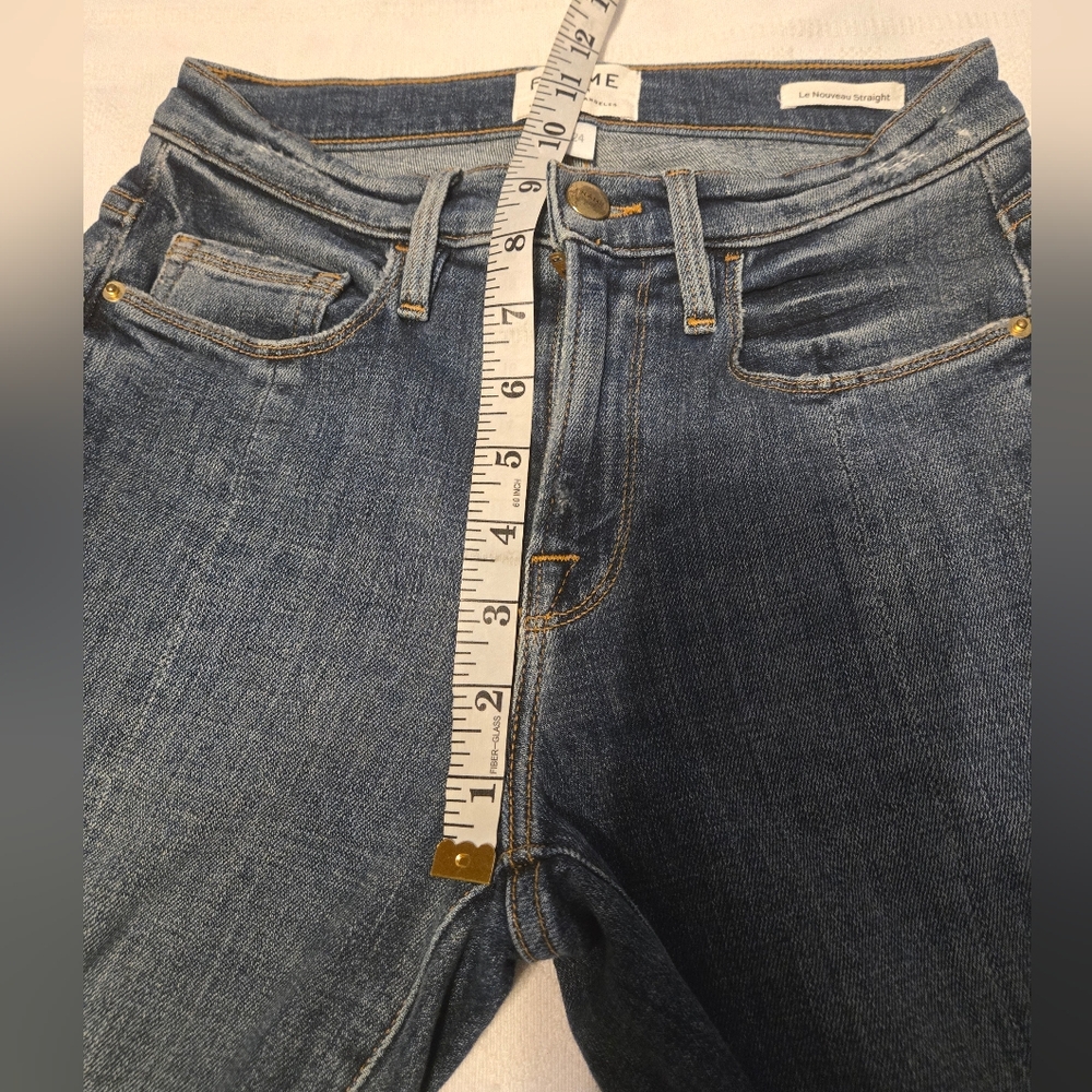 Frame Denim Le Nouveau Straight Jeans Sheffield Color Blue Size 24 - Picture 8 of 14